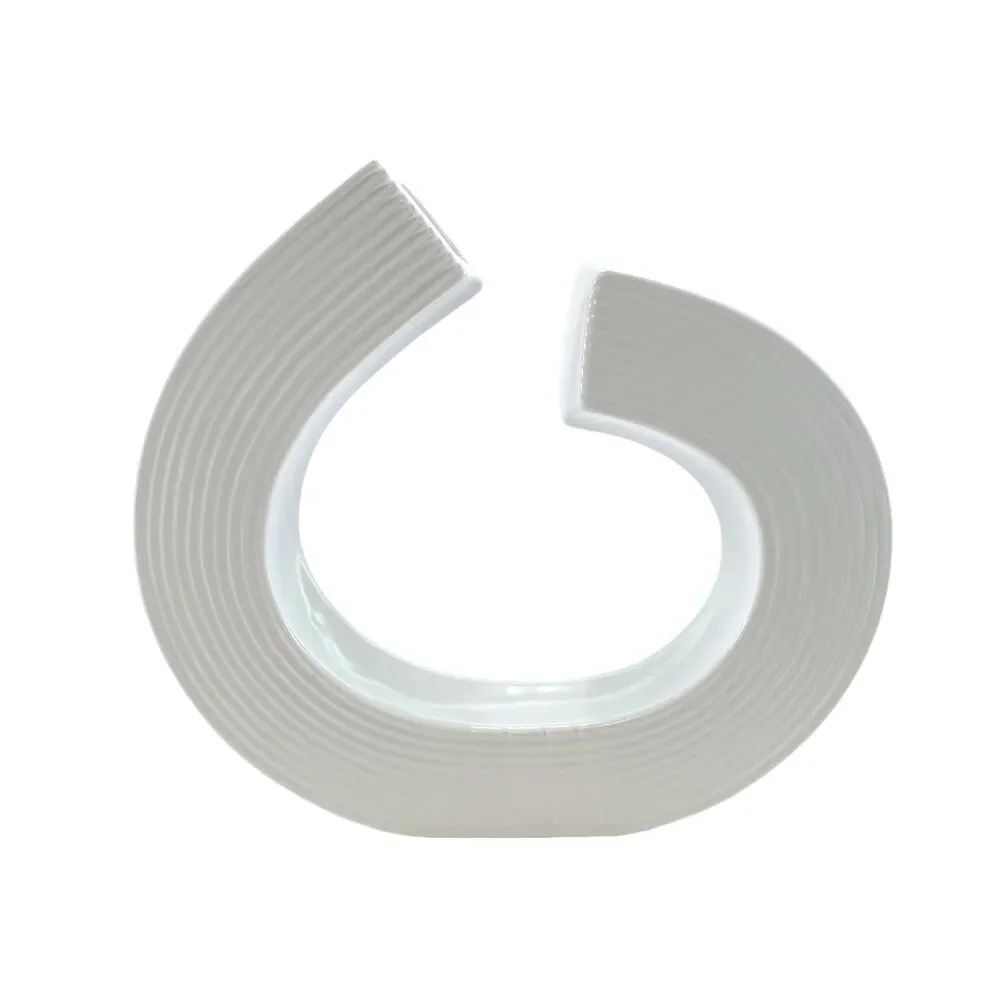 Round Circle Abstract Modern Art Sculpture Vase White Ceramic Sagebrook White